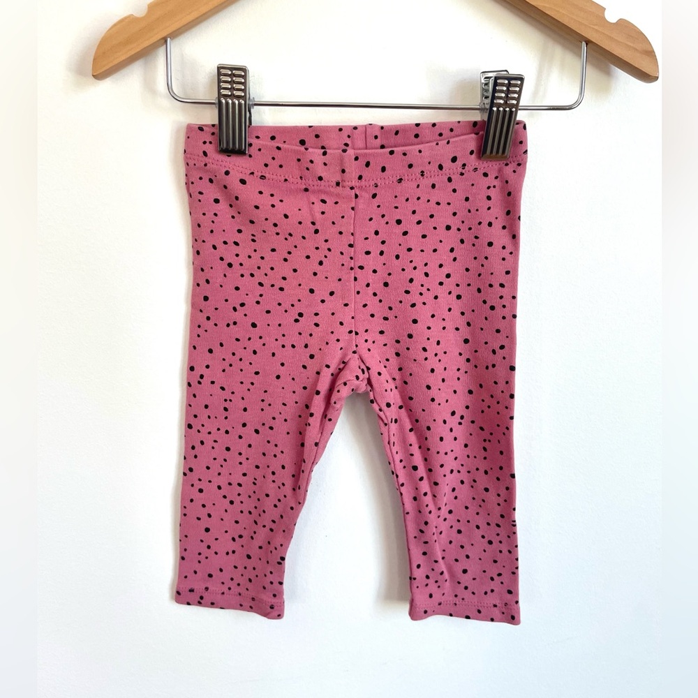 4/$20💥9M NEW Pekkle Dotted Leggings, Rose Pink & Black, 100% Cotton